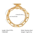 Double-layered 18K gold plated stainless steel paperclip chain bracelet with toggle clasp - Gold Double Layer Paperclip Chain Style (YYB025087)