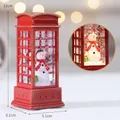 Red telephone booth Christmas lamp with snowman and sparkling glitter effect inside - Water Phone Booth Snowman (ZF-076AU-2)