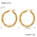 Boucles d'oreilles créoles torsadées en acier doré avec un diamètre de 3,1 cm - F1419-Torsadé Léger