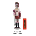 38cm red and pink glitter nutcracker soldier figurine with scepter and matching gift box - Red Pink Glitter Striped Hat Style (Z3817)