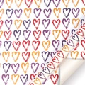 White gift wrapping paper with colorful hand-painted hearts pattern in a roll - Colorful Heart