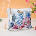 White DIY diamond painting crossbody bag with colorful butterfly and gold chain strap - Butterfly & Flower (White) (AA112)