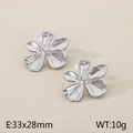 Pendientes de hoja de ginkgo en plata pulida, diseño minimalista, tamaño 33x28mm - Color Acero (Flor)