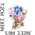 Detailed size view of bouquet sequin embroidery patch in pink and blue 7.2x5.9cm - 16# Bouquet