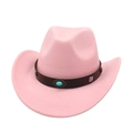 Cappello da cowboy rosa in finta pelle scamosciata con gemma turchese e fascia decorativa - Rosa