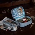 Velvet cosmetic bag set with star pattern and transparent PVC pouch for makeup storage - Baroque Blue - Large Portable Style