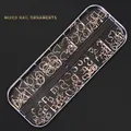 12-grid box with mixed rose gold geometric hollow metal nail art decorations G-42 - G-42 Style (Rose Gold Geometric Metal Jewelry)