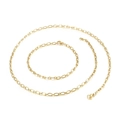 Set minimalista collana e bracciale a catena a maglie dorate in acciaio inossidabile - Oro