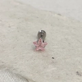 Pink star zircon stud earring with four-prong setting and secure screw flat back - 5mm Zircon (Single) / Pink