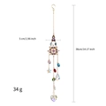 Detail view of crystal suncatcher with sun and star metal frame and dimension markings - Sun Heart Style 36cm/34g