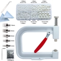 Manual pearl setting machine kit with white pearls, rivets and 5 sizes of molds - White Pro Set (With Claw Rivets Accessories)