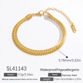 Bracciale a catena cubana vuota minimalista in acciaio inossidabile placcato oro 18k - Acciaio inossidabile / SL41143 Catena Intrecciata Dorata
