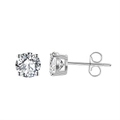 Elegant S925 sterling silver stud earrings with classic round-cut cubic zirconia crystals - Silver 4-Prong 6mm Stud (APE35-P-6mm)