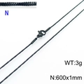 Matte black 1mm stainless steel snake chain necklace 600mm length with lobster clasp - Black 600x1mm(KN203689-Z)