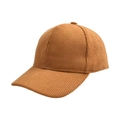 Macro detail showing the rich texture of the brown corduroy fabric on a baseball cap - One Size Adjustable / Adult / Caramel color