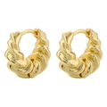 Elegante goldene gedrehte Creolen mit strukturiertem Vintage Croissant Design für Damen - Gold