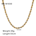 Detail showing 55cm length and 0.5cm width of two-tone braided punk twist chain necklace - Bicolor Rope Chain (NB-N1030)
