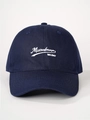 Detailed embroidery of Mizoobeau and NO.1987 on navy cotton twill baseball cap - Adjustable / Navy Blue