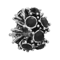 Vintage silver DIY bead charm with faceted black crystals for bracelets and necklaces - Irregular Texture Ball