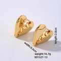 Vista dettagliata degli orecchini a cuore dorati con misure e finitura lucida - Cuore Spezzato Oro