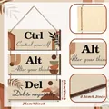 Detail of bohemian wood plaques showing 25x10cm size and inspirational quotes - Boho Abstract Earth Tone Style