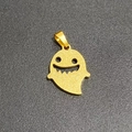 Ghost-shaped pendant in golden matte finish stainless steel for Halloween jewelry - Pendant Only / Gold Sandblasted