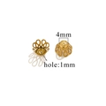 Golden 4mm stainless steel flower bead cap with 1mm hole for DIY jewelry making - Style MG