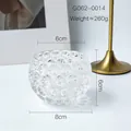 Portavelas de vidrio transparente con burbujas G062-0014, elegante adorno de cristal de 8cm - Hoyuelos grandes