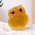 Natural citrine crystal owl resin figurine for desktop decoration in yellow color - Enhanced Yellow Quartz