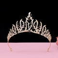 Detail of baroque vintage golden crown with black gemstones and white crystals - No.13 KC Gold (Black Stone)