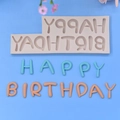 Silicone Happy Birthday alphabet cake mold with colorful resin letters for DIY baking - Happy Birthday Text / Off White