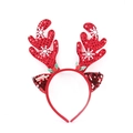 Christmas headband with red sequin reindeer antlers and snowflake patterns on white background - TK29R Red Ears Red Antlers