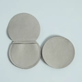 Macro detail of round light gray microfiber jewelry pouch showing stitching and texture - 7*7cm / Gray
