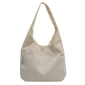 Off-white corduroy tote bag for women featuring a large capacity and front pocket - White