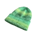 Green and yellow tie-dye gradient knit beanie for women in a warm chunky winter style - Grass Green