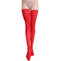 Calze autoreggenti 80D rosse in velluto con bordo in pizzo antiscivolo da donna - Taglia unica / Rosso