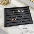 Black velvet jewelry display tray for rings and earrings on marble background - 28*20cm / M Black