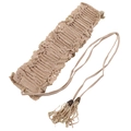 Cintura a corsetto in pizzo kaki con nappe e ampia fascia elastica per cappotto da donna - Bianco Sporco
