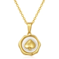 Collier minimaliste en acier inoxydable doré avec pendentif géométrique cœur de pique - Style Etiquette Ronde Coeur Pique (No.6)