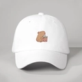 Casquette de baseball en coton blanc avec motif de capybara buvant du thé aux perles - Taille unique / Blanc