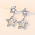 Eleganti orecchini a doppia stella in argento S925 con scintillanti zirconi - Orecchini a stella