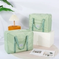 Durable green oxford fabric travel storage bags with sturdy handles and front pocket - Mint Green