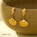 Detail view of gold seashell drop earrings showing 3.7cm height and shell texture - Gold Shell Shape Metal Earrings