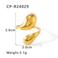 Detailed size specifications for 18K gold-plated teardrop ring with 2.6cm height - Gold Teardrop Style (CP-R24029)