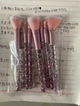 7-teiliges Make-up-Pinsel-Set mit rosa Glitzer und transparenten Kristallgriffen - Ohne Tasche / Rosa