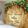 Christmas tapestry with wood pattern and festive pine branches decoration for bedroom wall - Style 5-Dark Wood Grain Greeting Light String