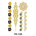 Metallic tattoo sticker YH-120 featuring gold and silver mandala floral patterns - Metallic Mandala and Chain Border (YH-120)