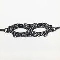 Black lace masquerade mask with intricate floral patterns and silk ribbon ties - Eight-petal Style