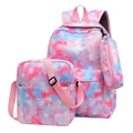 Pink and blue tie-dye star pattern 3-piece school backpack set with shoulder bag and pouch - Pink Starry Sky 3-Piece Set / Pink 3-Piece Set