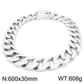 Silver stainless steel chunky Cuban chain necklace with a 30mm width and square buckle clasp - Silver Necklace